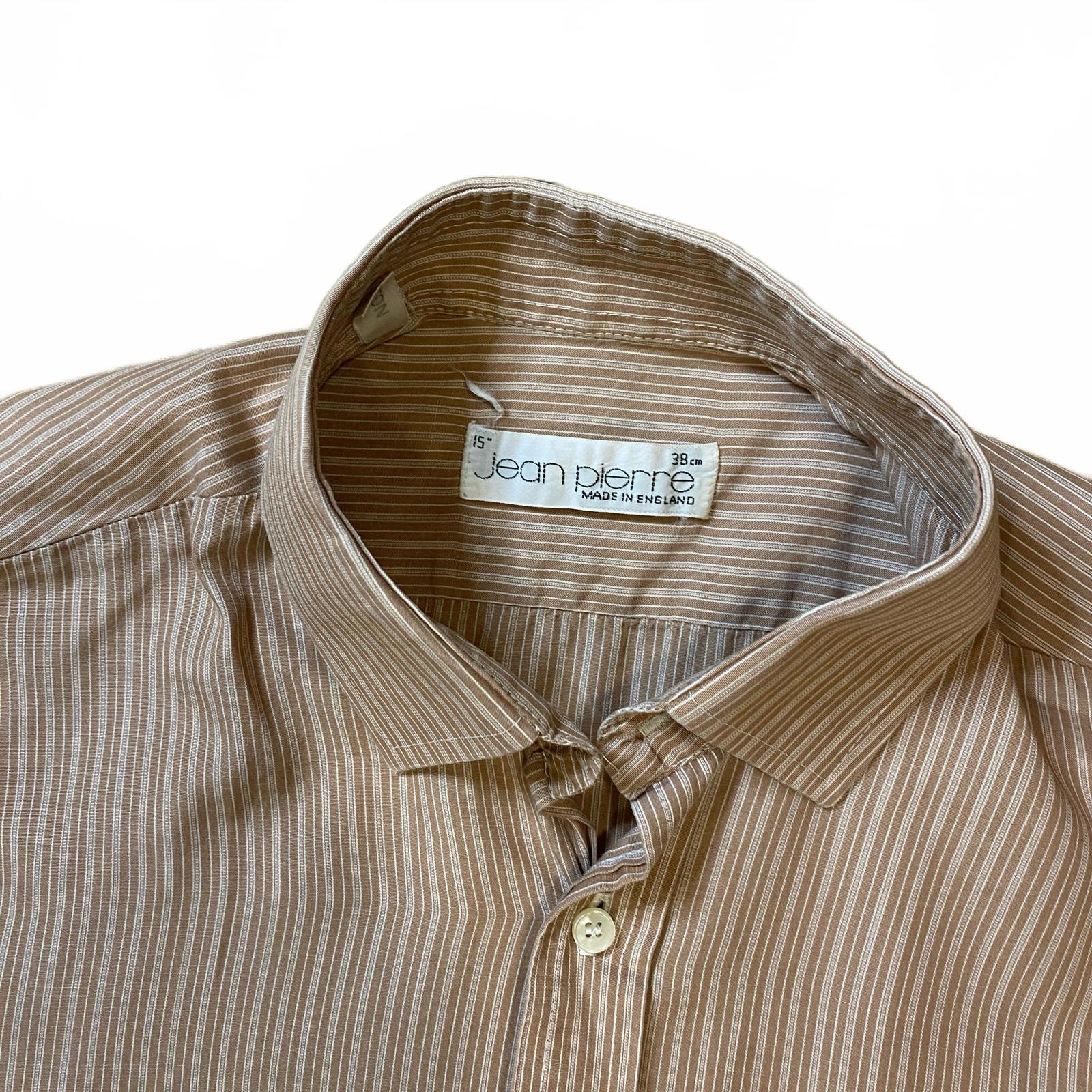 Jean Pierre Vintage Made in England Classic Striped Button Up Beige L