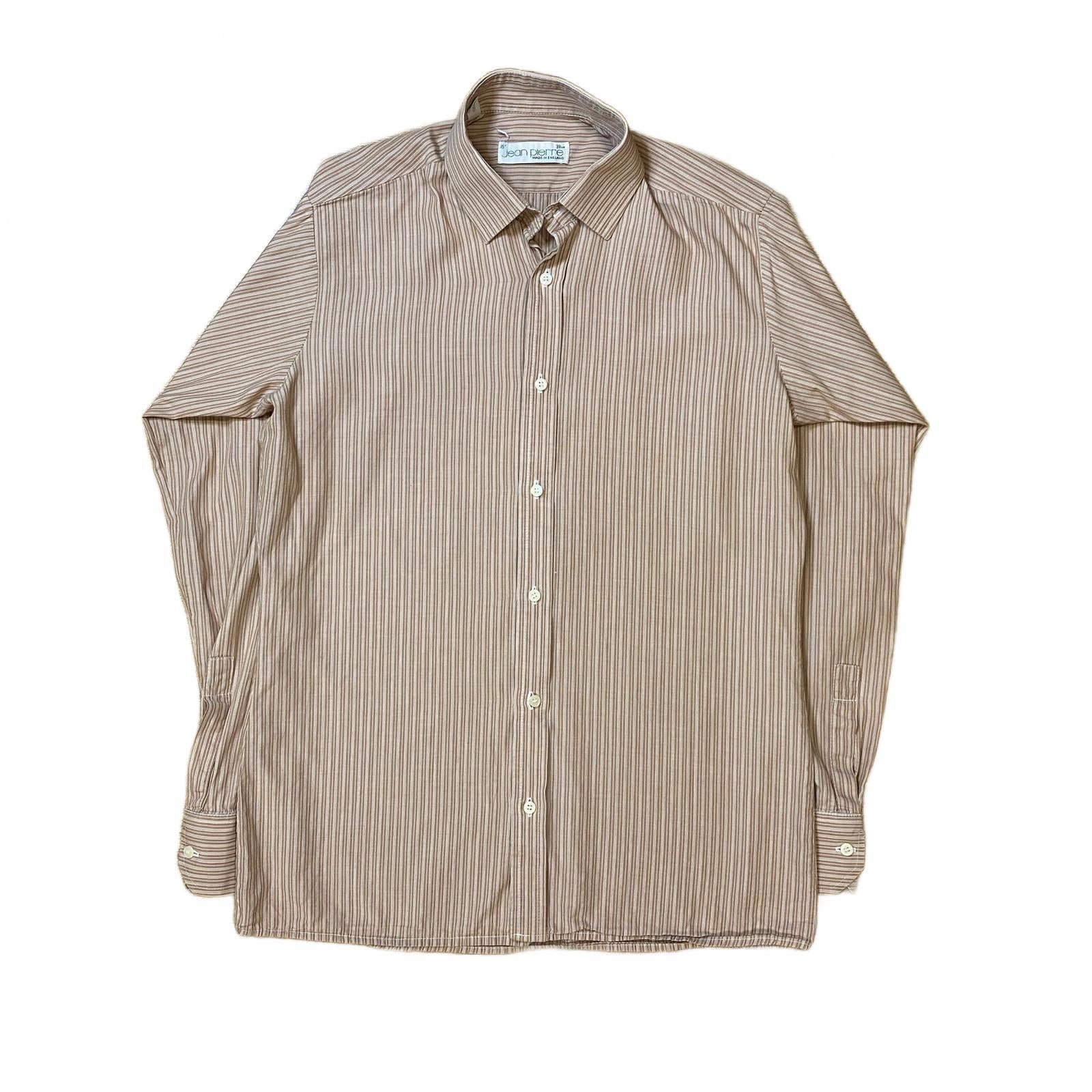 Jean Pierre Vintage Made in England Classic Striped Button Up Beige L