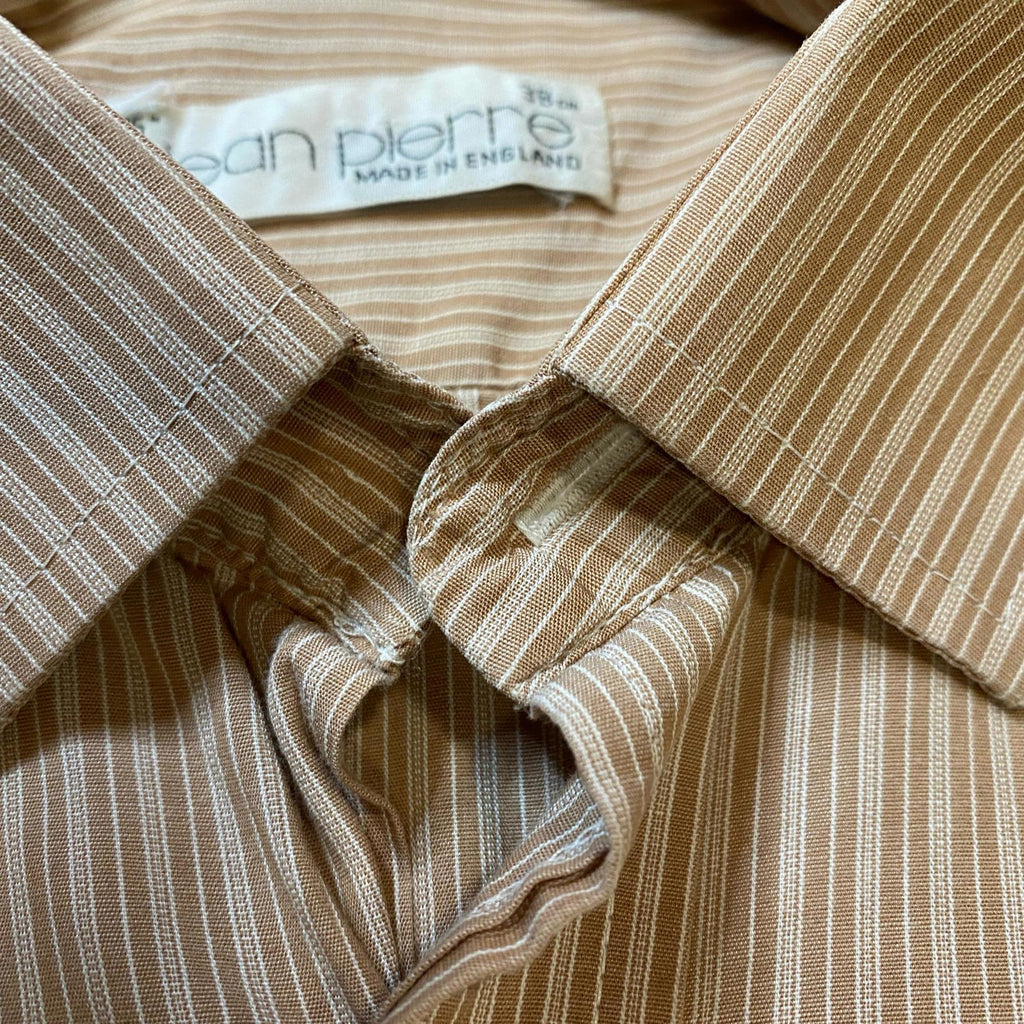 Jean Pierre Vintage Made in England Classic Striped Button Up Beige L