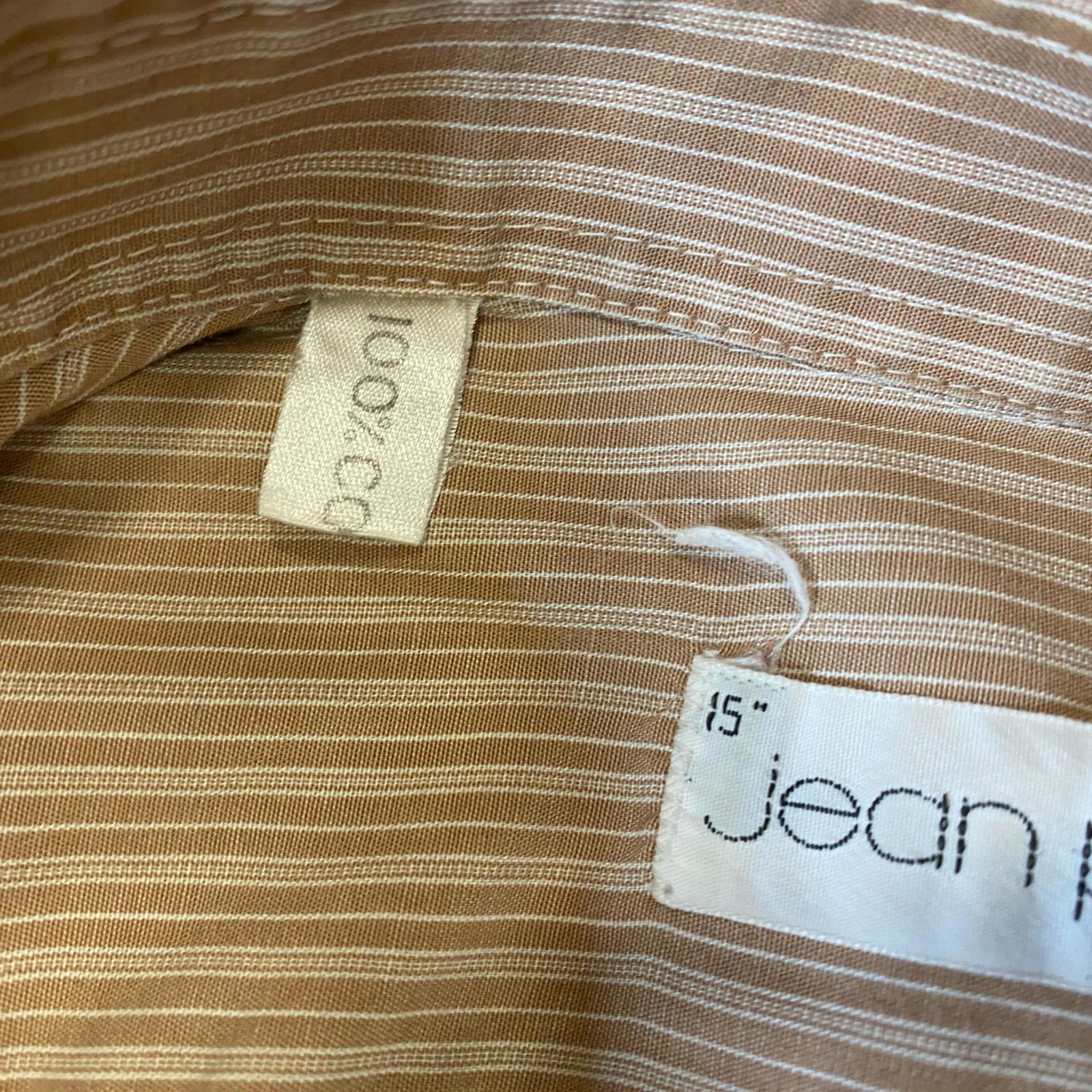 Jean Pierre Vintage Made in England Classic Striped Button Up Beige L