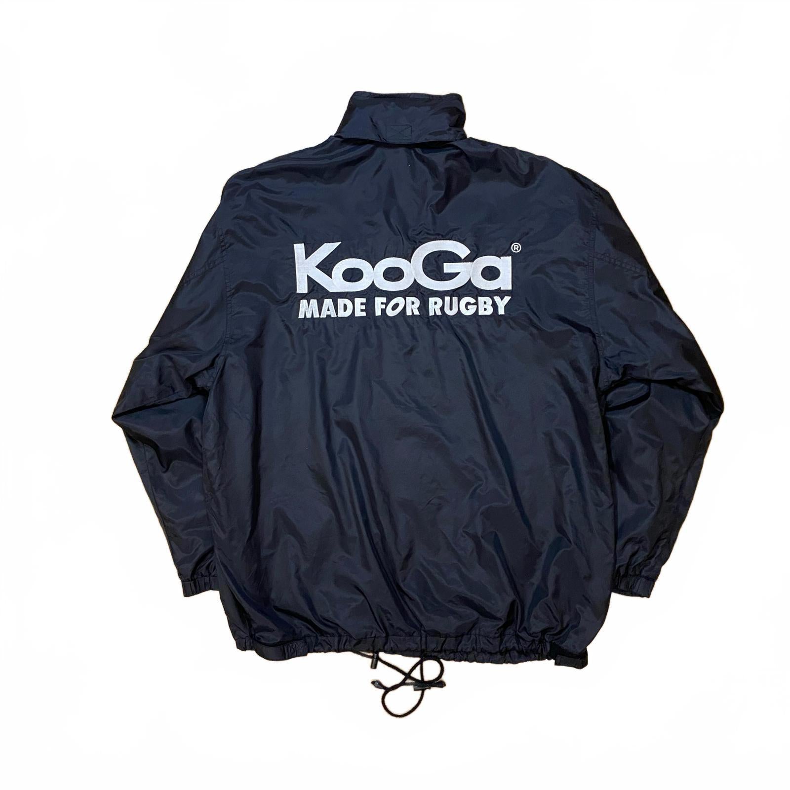 KooGa Rugby Y2K Mesh Lined Hooded Windbreaker Black XL