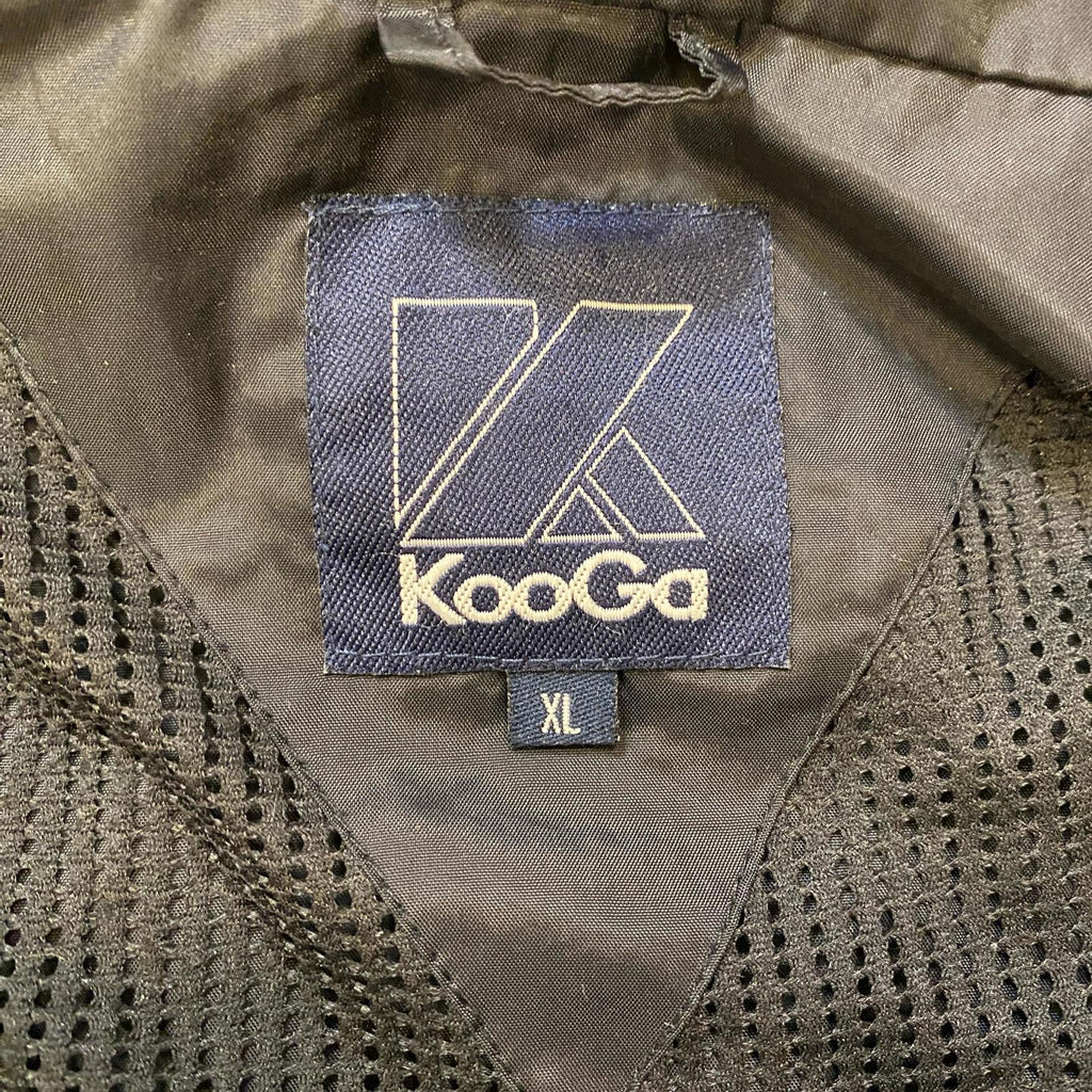 KooGa Rugby Y2K Mesh Lined Hooded Windbreaker Black XL