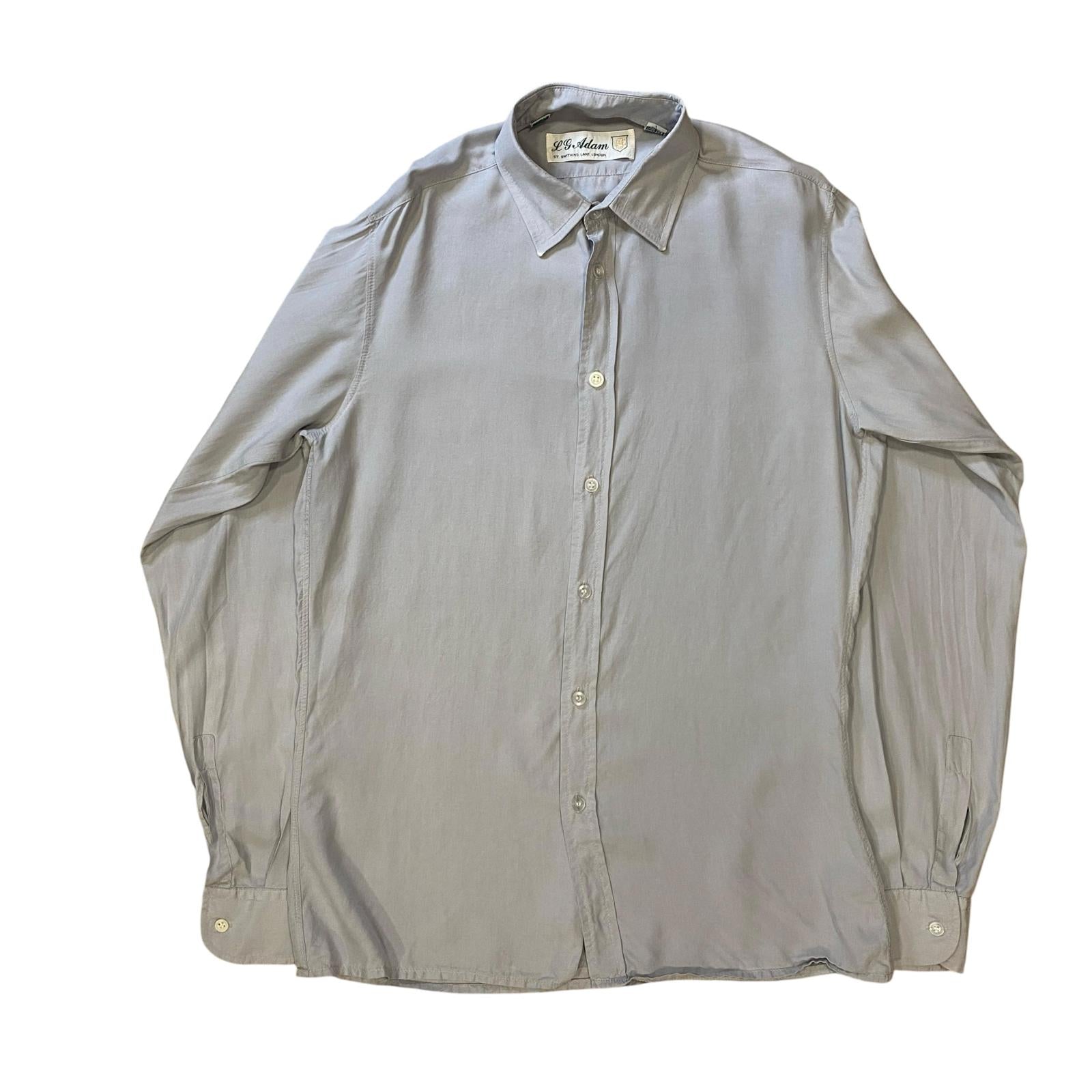 Vintage 80s LG Adams Pure Silk Button Up Grey M