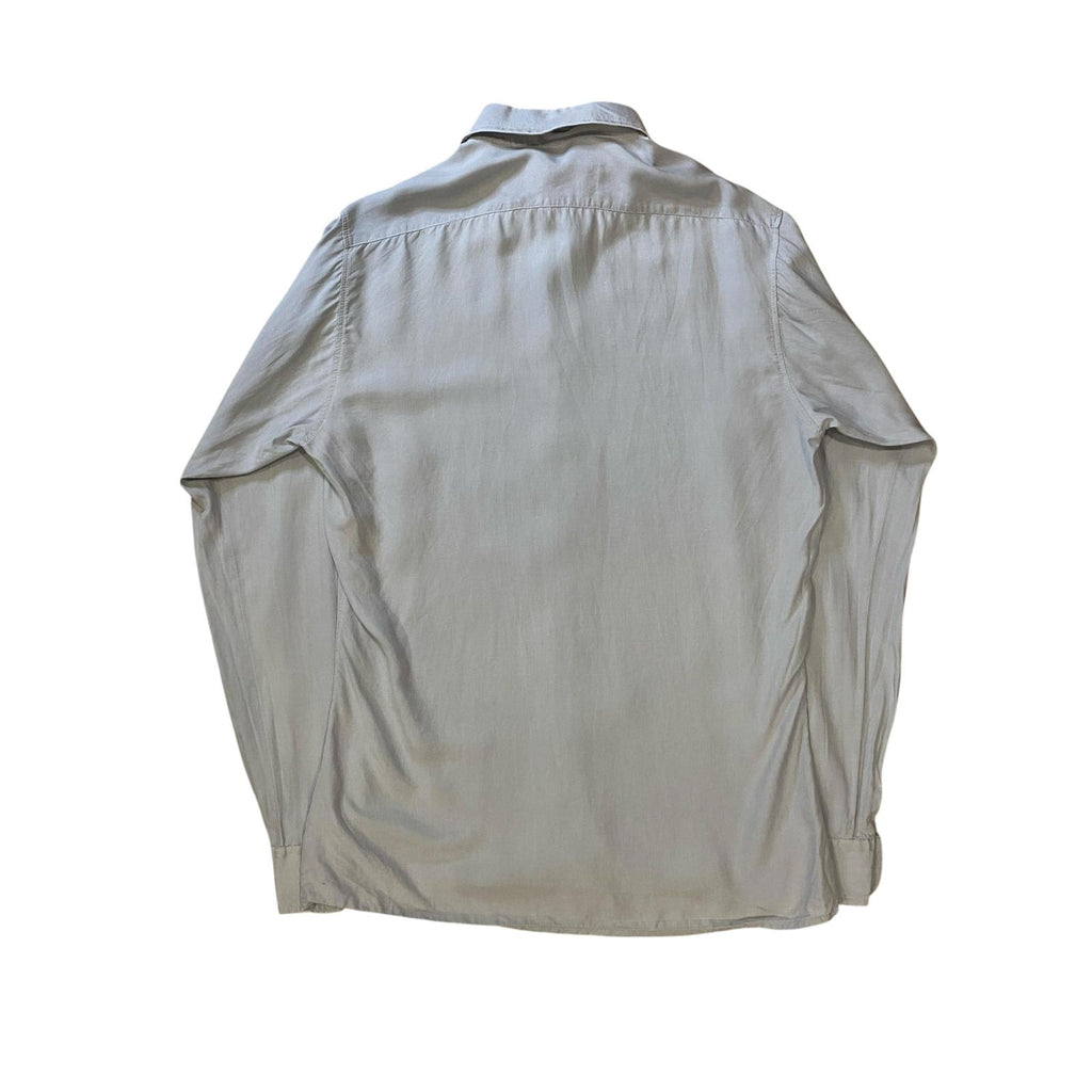 Vintage 80s LG Adams Pure Silk Button Up Grey M