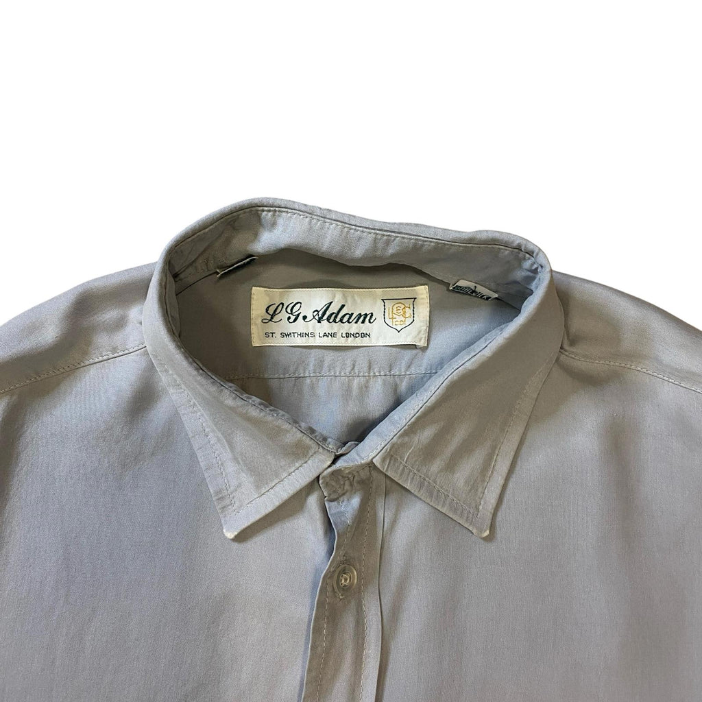 Vintage 80s LG Adams Pure Silk Button Up Grey M