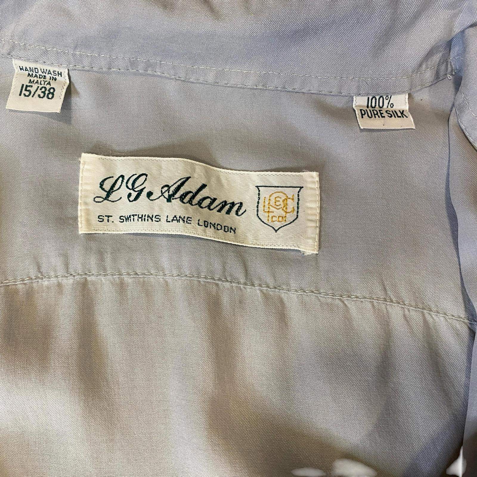 Vintage 80s LG Adams Pure Silk Button Up Grey M