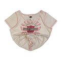 Harley Davidson Flame Skull Pink Stitch Baby Doll T Shirt White XL