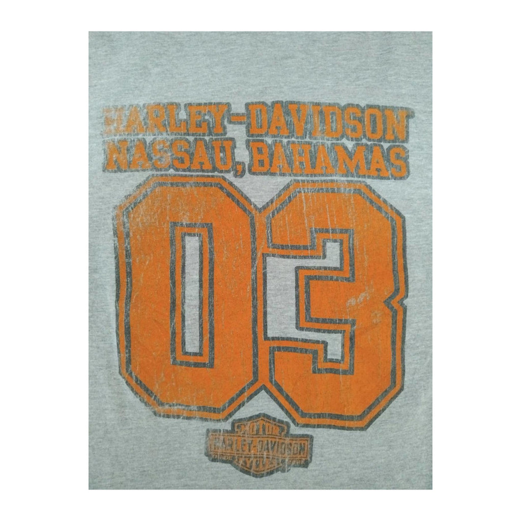 Vintage Harley Davidson Women's 03 Short Sleeve Deep V Neck T Shirt Grey XL