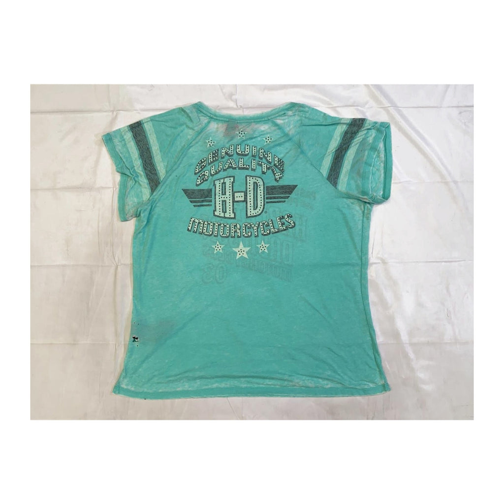 Harley Davidson Passion and Pride Women's Short Sleeve T Shirt Turquoise 2XL