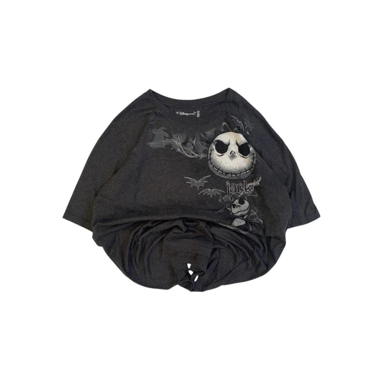 Jack Skellington Nightmare Before Christmas Y2K Short Sleeve T Shirt Black 2XL