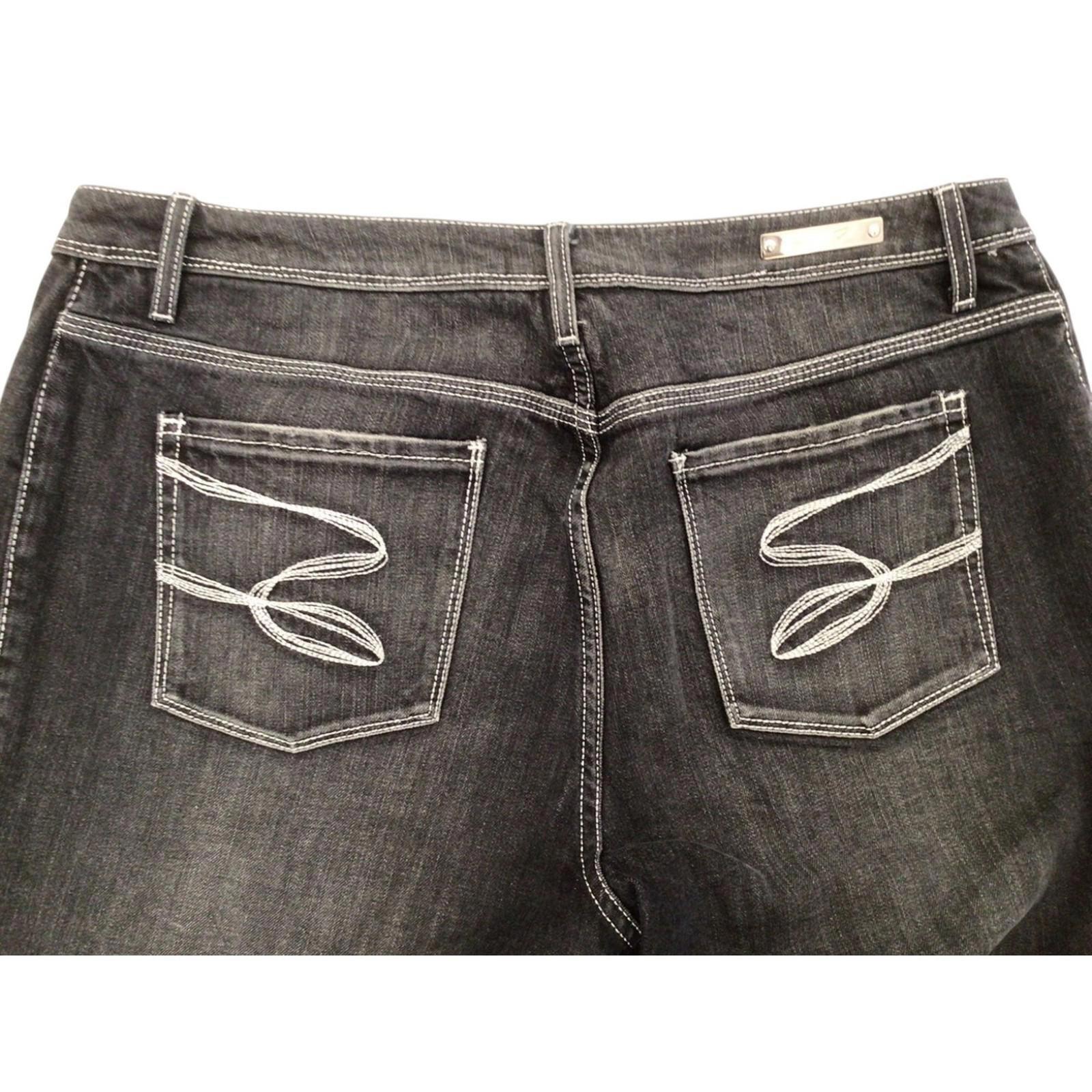 SEVEN7 Women's Y2K Contrast Stitch Bootcut Denim Jeans Black US16