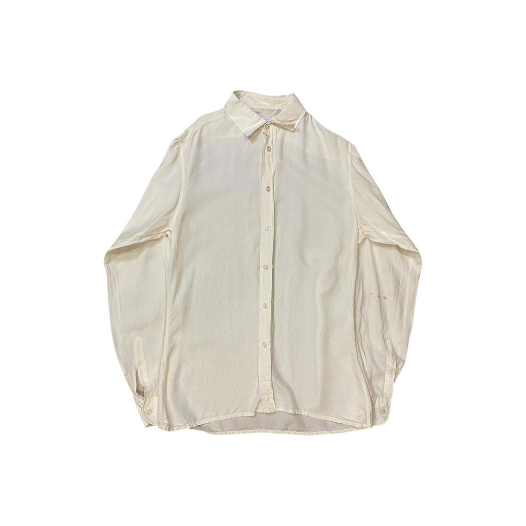 Vintage LG Adams Pure Silk Button Up Shirt Cream M