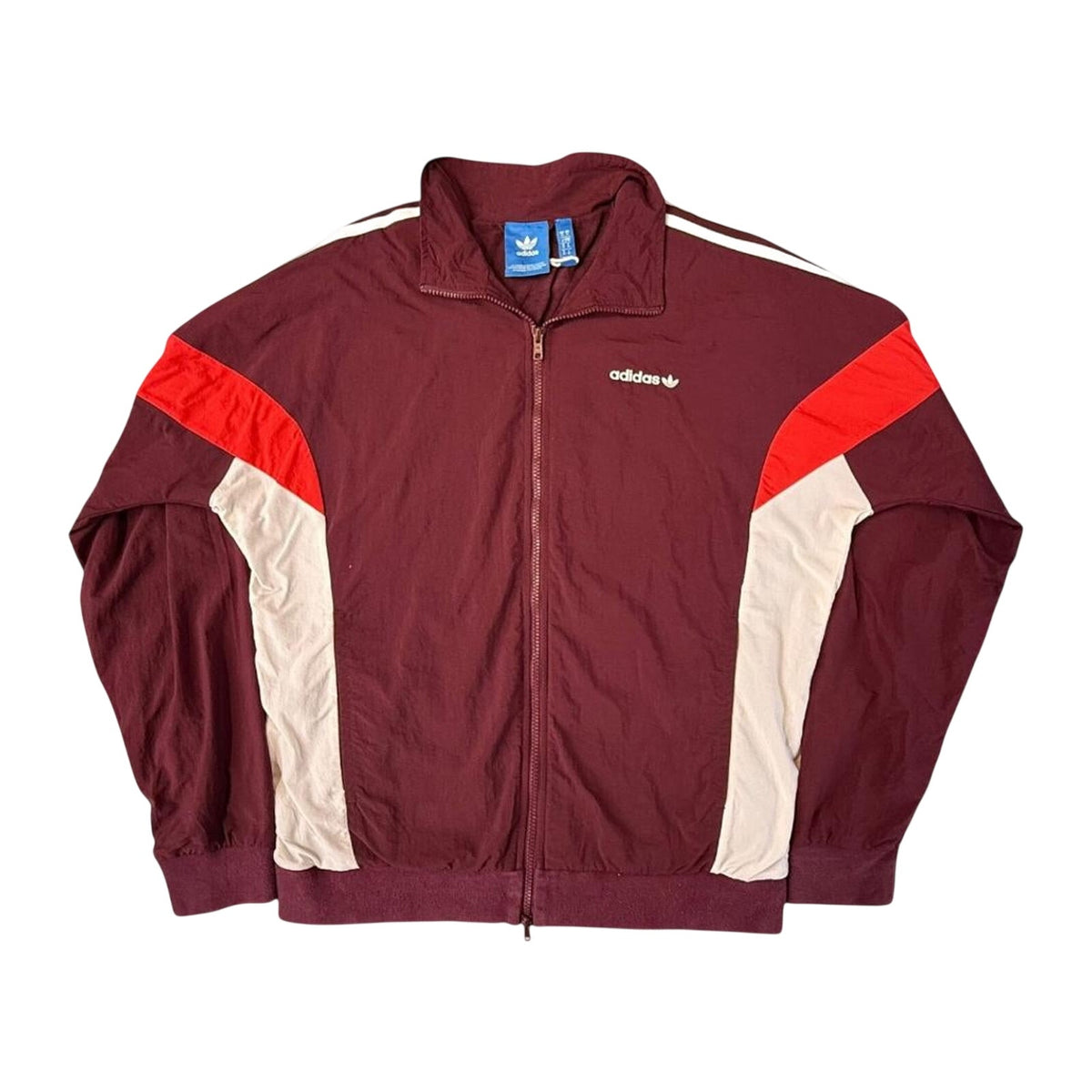 Adidas Originals Trefoil Double Layer Fleece Lined Jacket Burgundy M