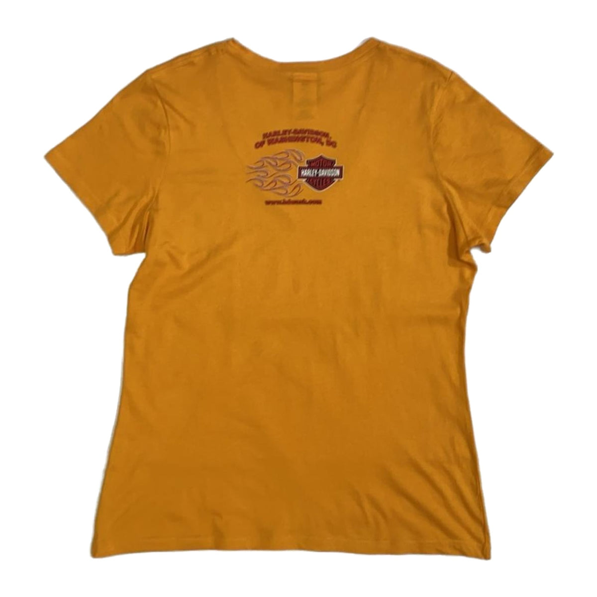Harley Davidson Women's Short Sleeve V Neck T Shirt Yellow XL