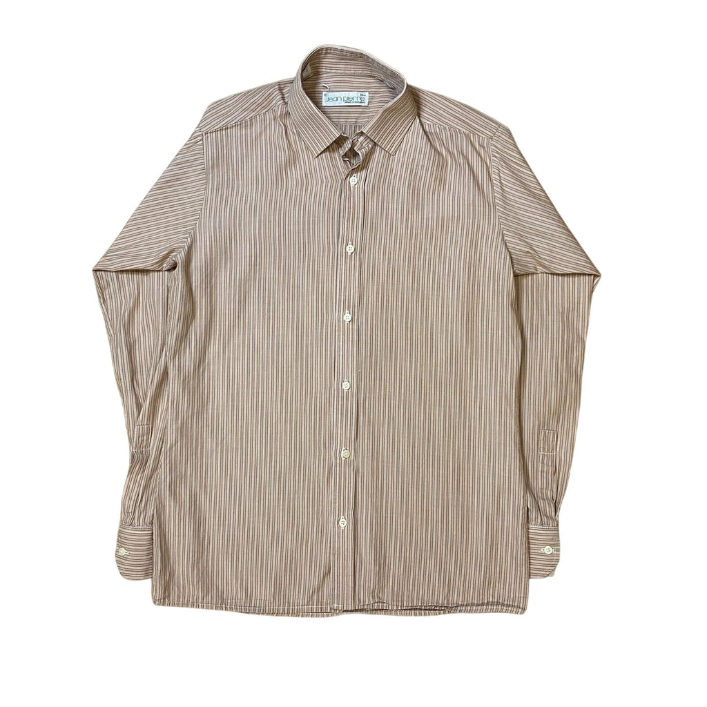 Jean Pierre Vintage Made in England Classic Striped Button Up Beige L