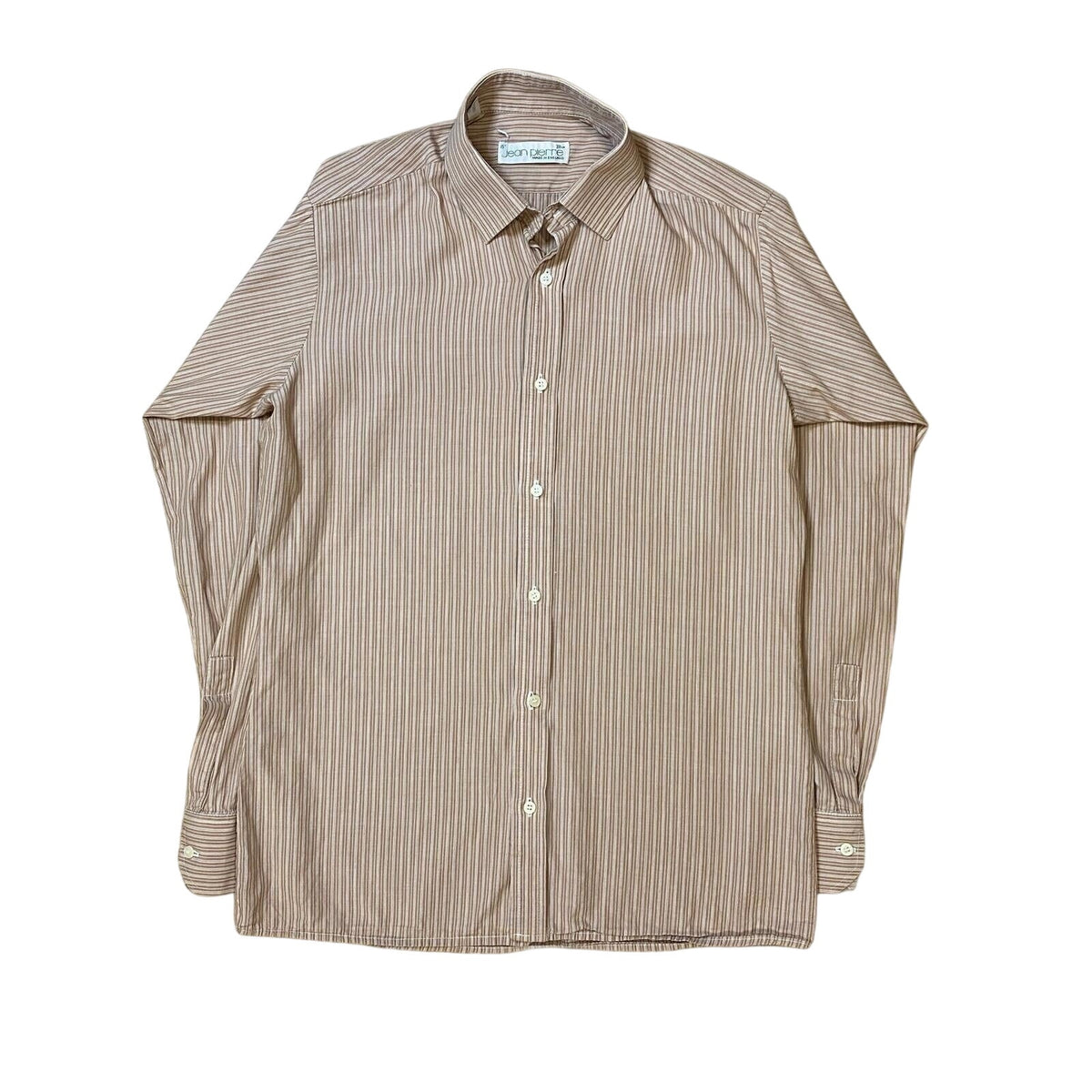Jean Pierre Vintage Made in England Classic Striped Button Up Beige L