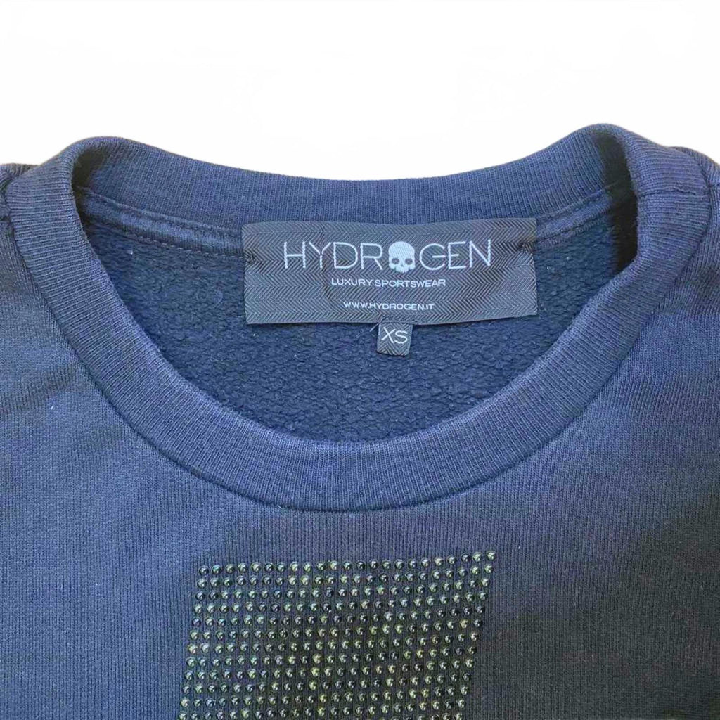 Hydrogen Rhinestone Crewneck Sweatshirt Black XS