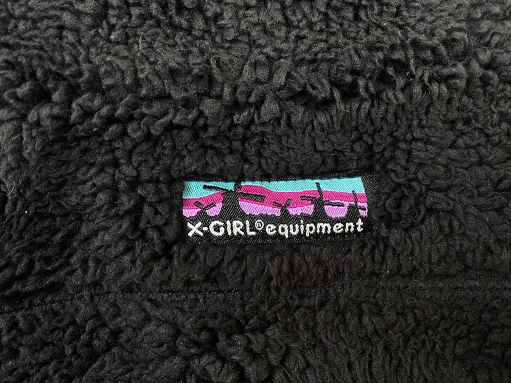 X Girl Equipment Japan Women's Y2K Vintage Full Zip Fleece Hoodie Black M