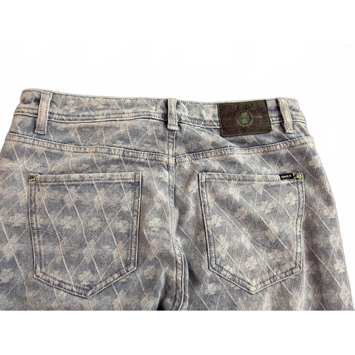Vintage Only Japan Vintage Y2K Clover Print Straight Leg Denim Jeans 10