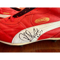 Vintage Puma King OG football boots in red/white, signed on both boots.