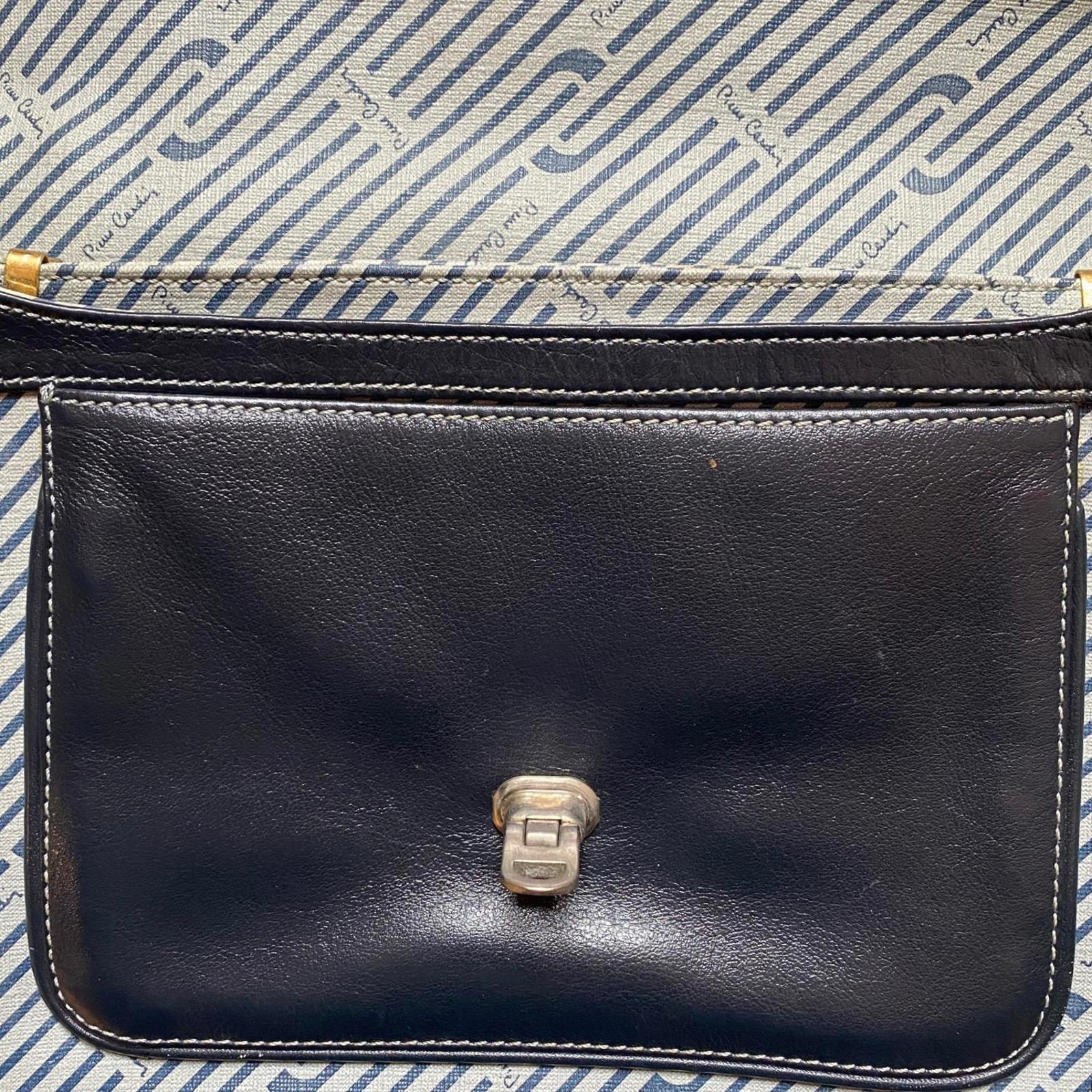 Pierre Cardin Vintage Leather Satchel Bag Navy