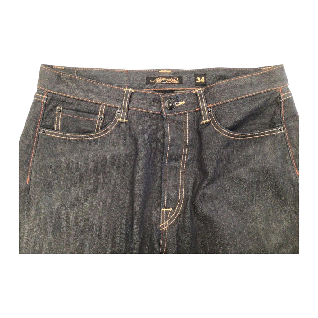 Ed Hardy Y2K Embroidered Dark Wash Denim Jeans W34 L34