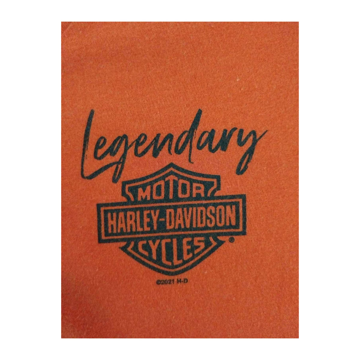 Vintage Harley Davidson Women's Legendary Short Sleeve V Neck T Shirt Orange XL