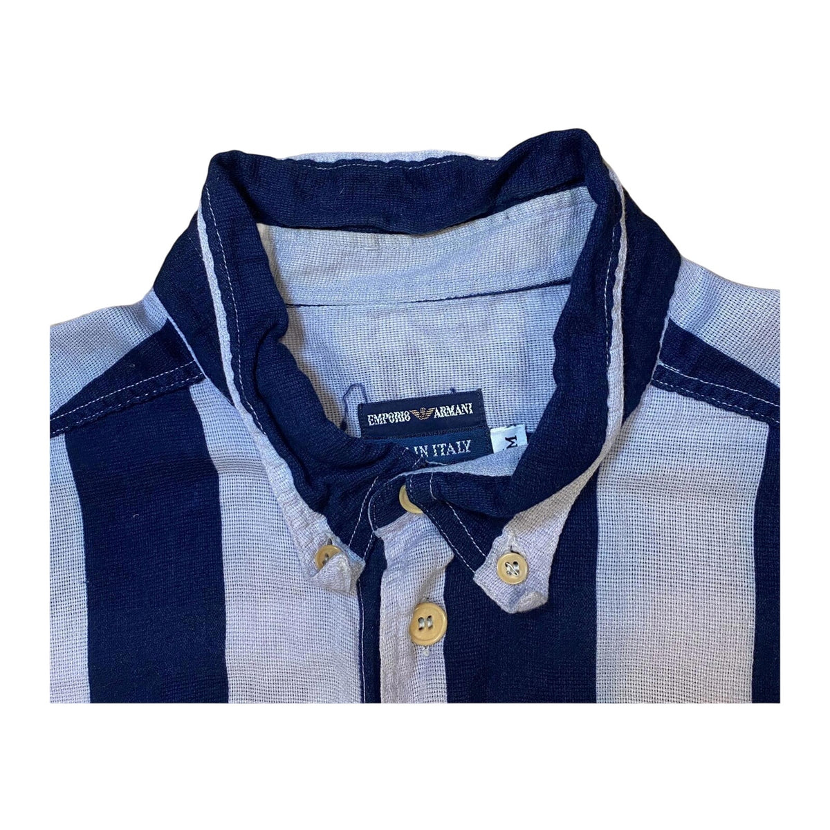 Emporio Armani Classic 90s Light Cotton Striped Button Up Beige M