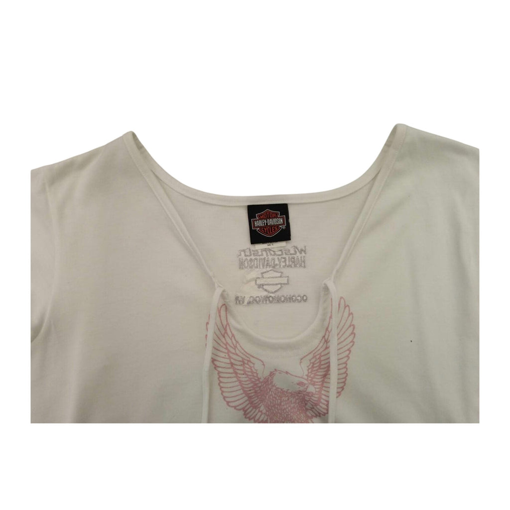 Harley Davidson Eagle Graphic Baby Doll T Shirt White XL