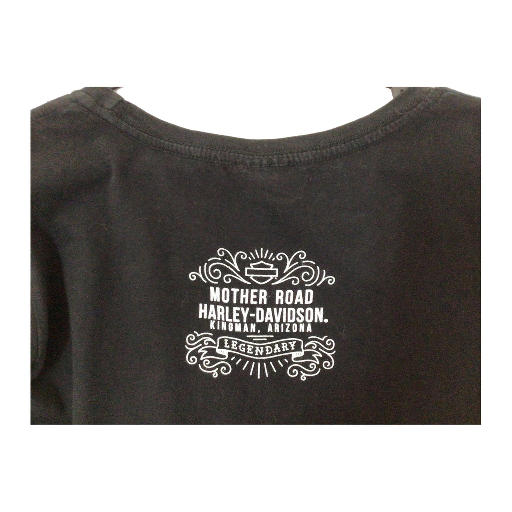 Vintage Harley Davidson Women's Skull Logo Mother Road T Shirt Black M