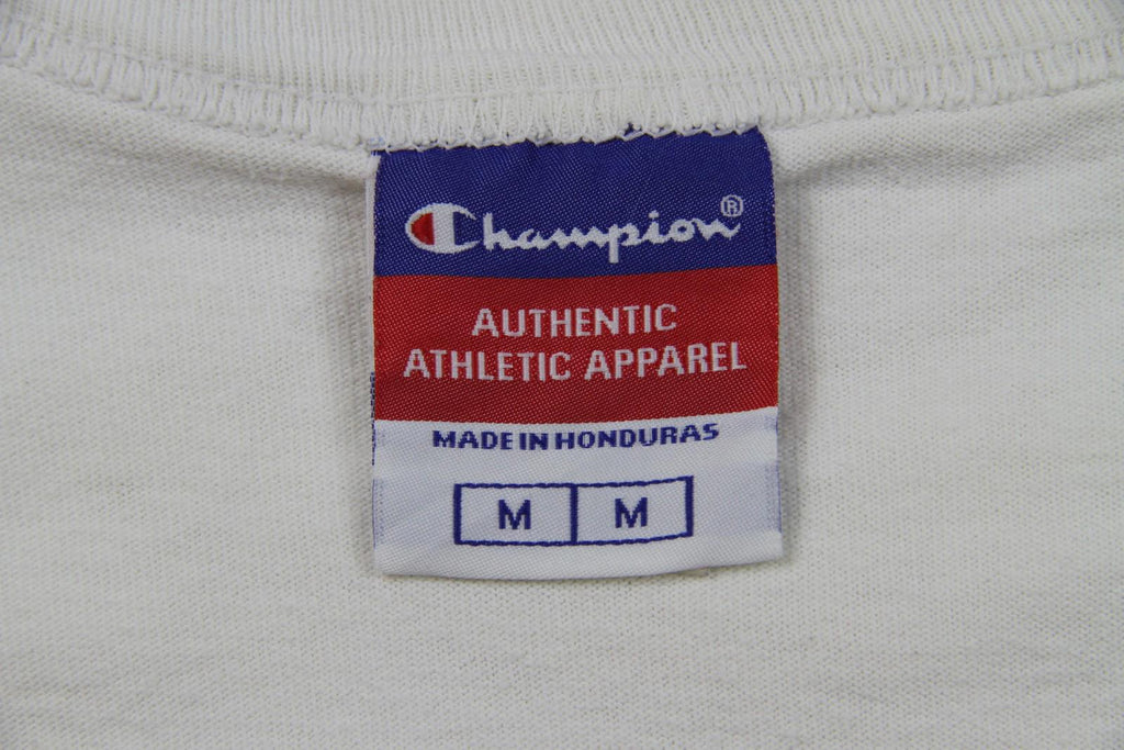Vintage Champion White Crew Neck Short Sleeve T Shirt M