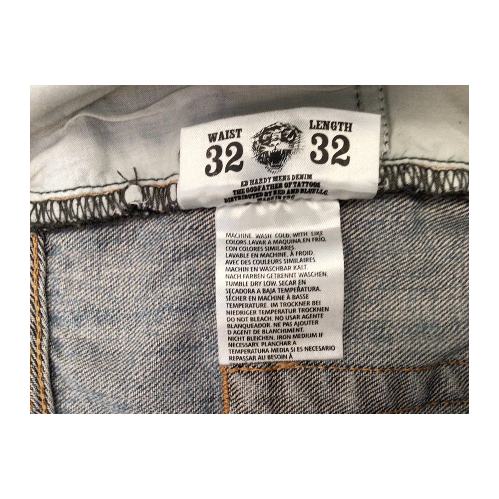 Ed Hardy Hip Hop Baggy Y2K Denim Jeans W32 L32