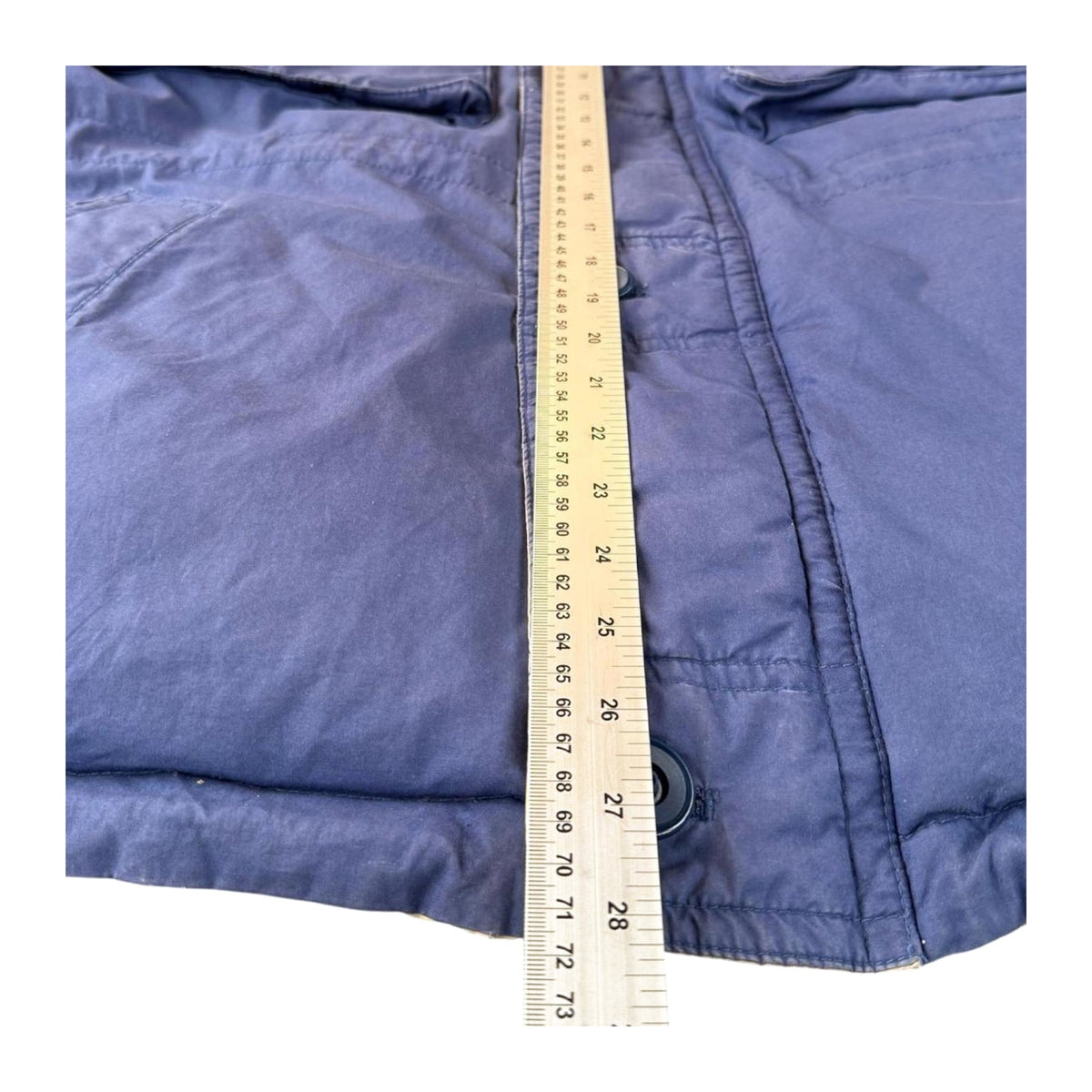 Goose Down Jacket Quilted Heavy Winter Vintage 1980's Coat Blue L