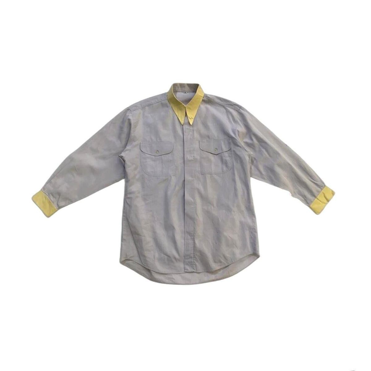 Vintage Japanese Collared Work Button Up Shirt Grey M