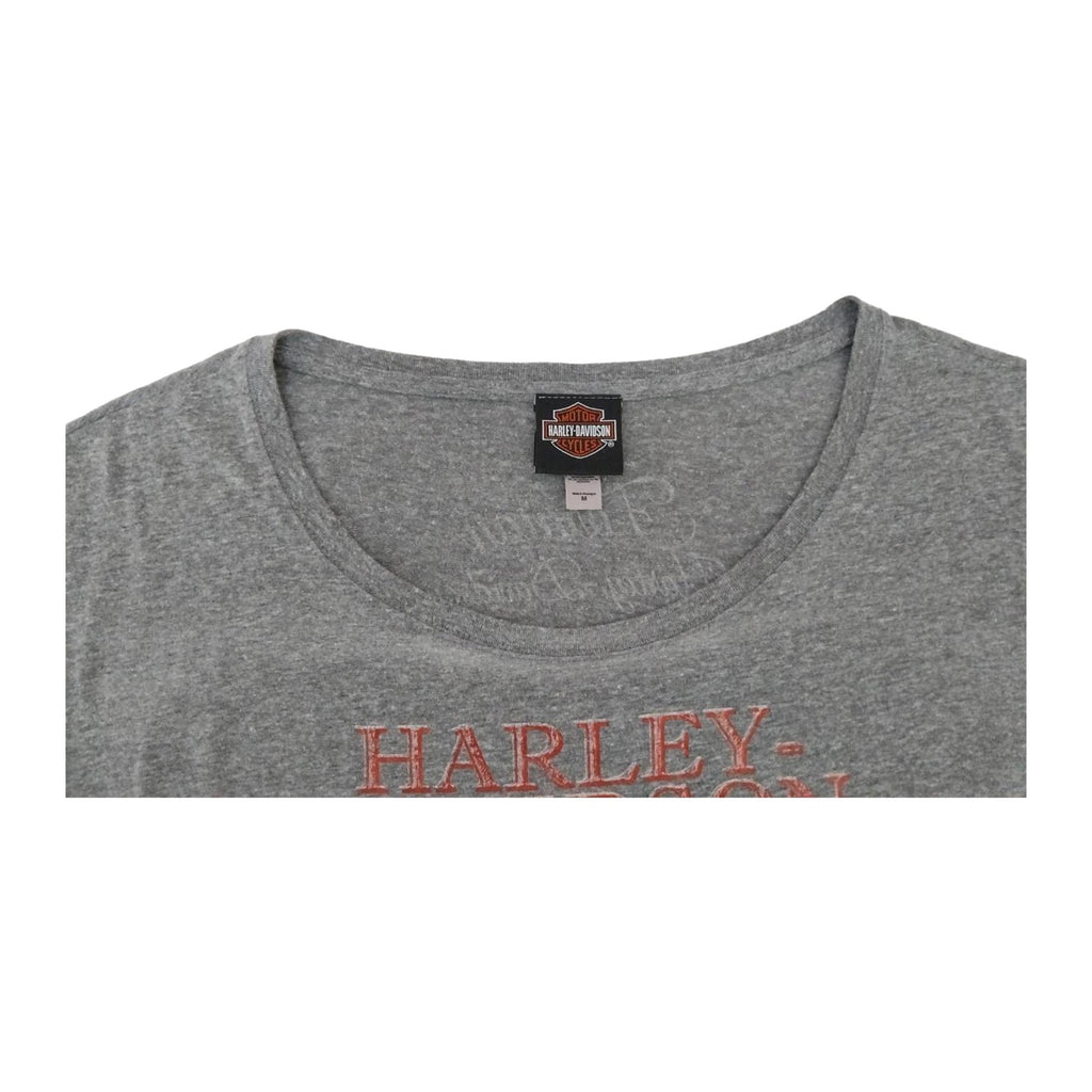 Vintage Harley Davidson Women's Ride Free American Eagle Short Sleeve Grey M