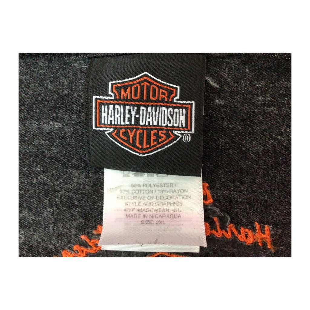 Vintage Harley Davidson Women's Embroidered Logo Long Sleeve T Shirt Grey 2XL