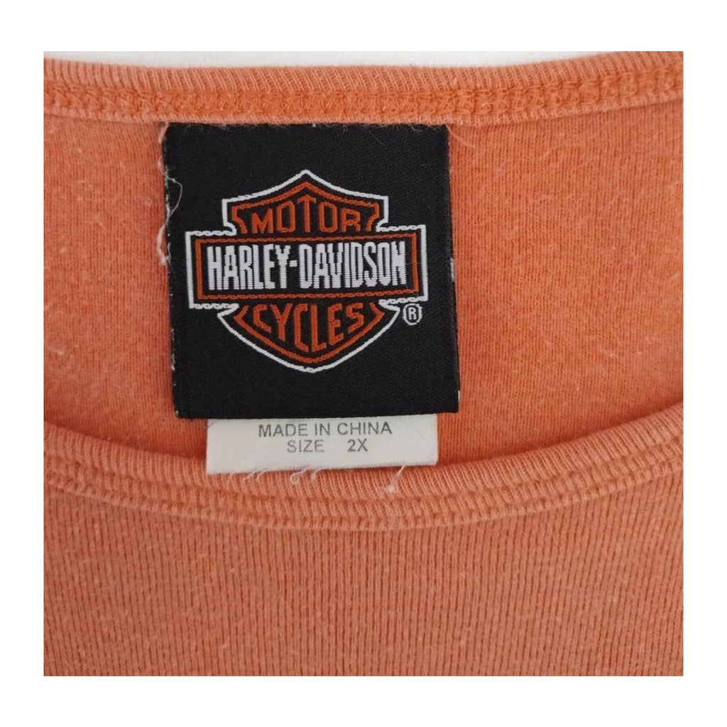 Vintage Harley Davidson Women's Peakaboo Cutout Short Sleeve T Shirt Apricot 2XL