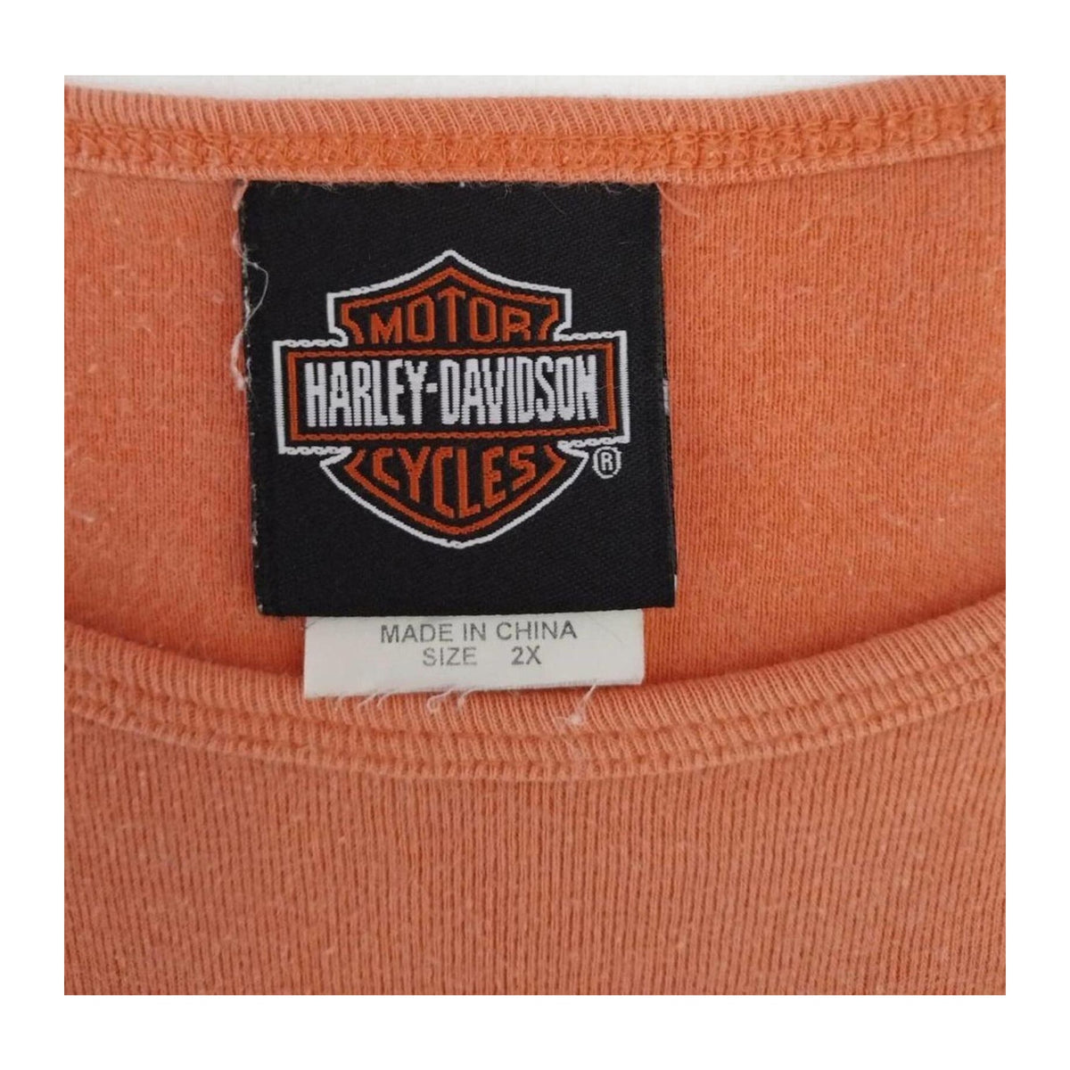Vintage Harley Davidson Women's Peakaboo Cutout Short Sleeve T Shirt Apricot 2XL