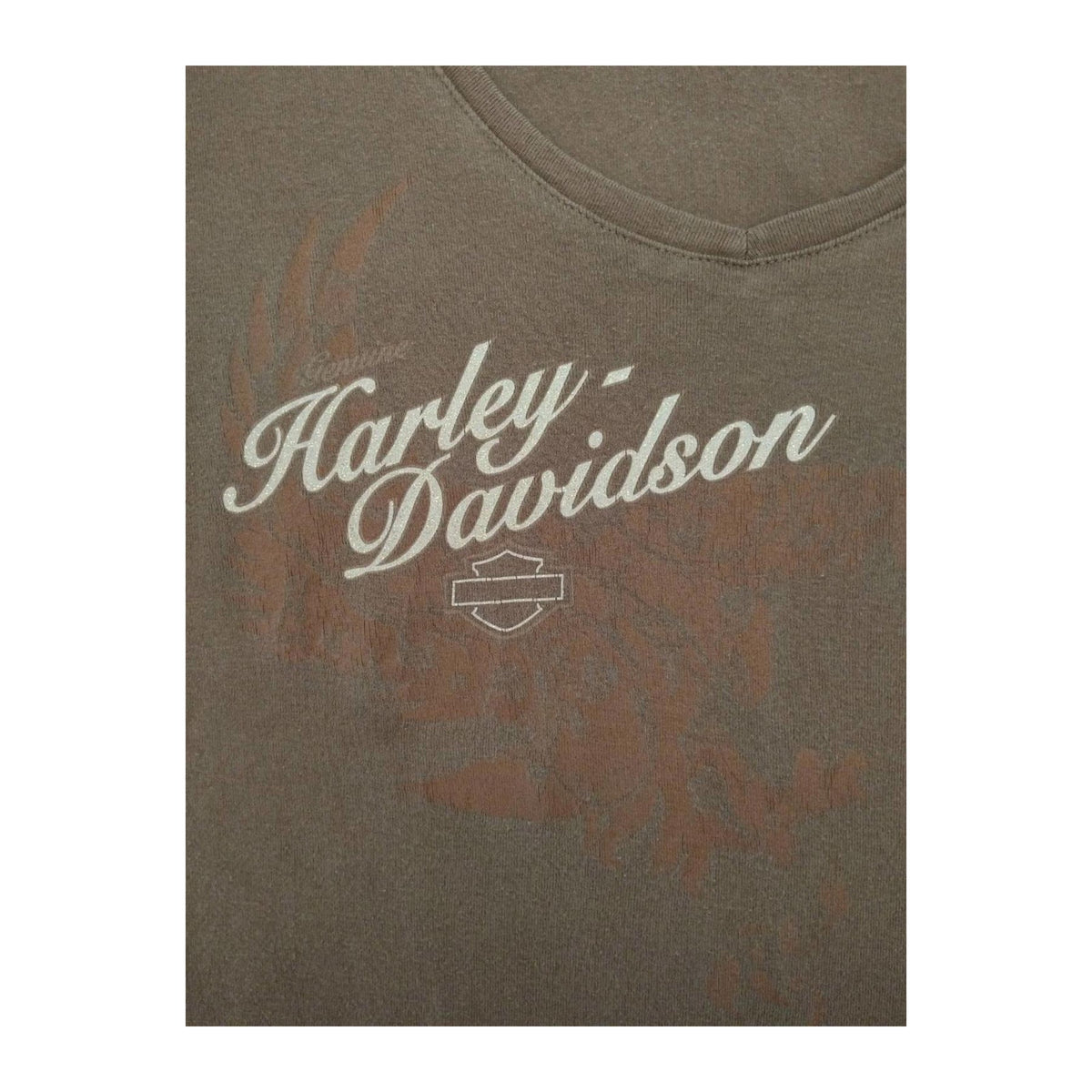 Harley Davidson Women's Eagle Logo V Neck Short Sleeve T Shirt  2XL MADE USA