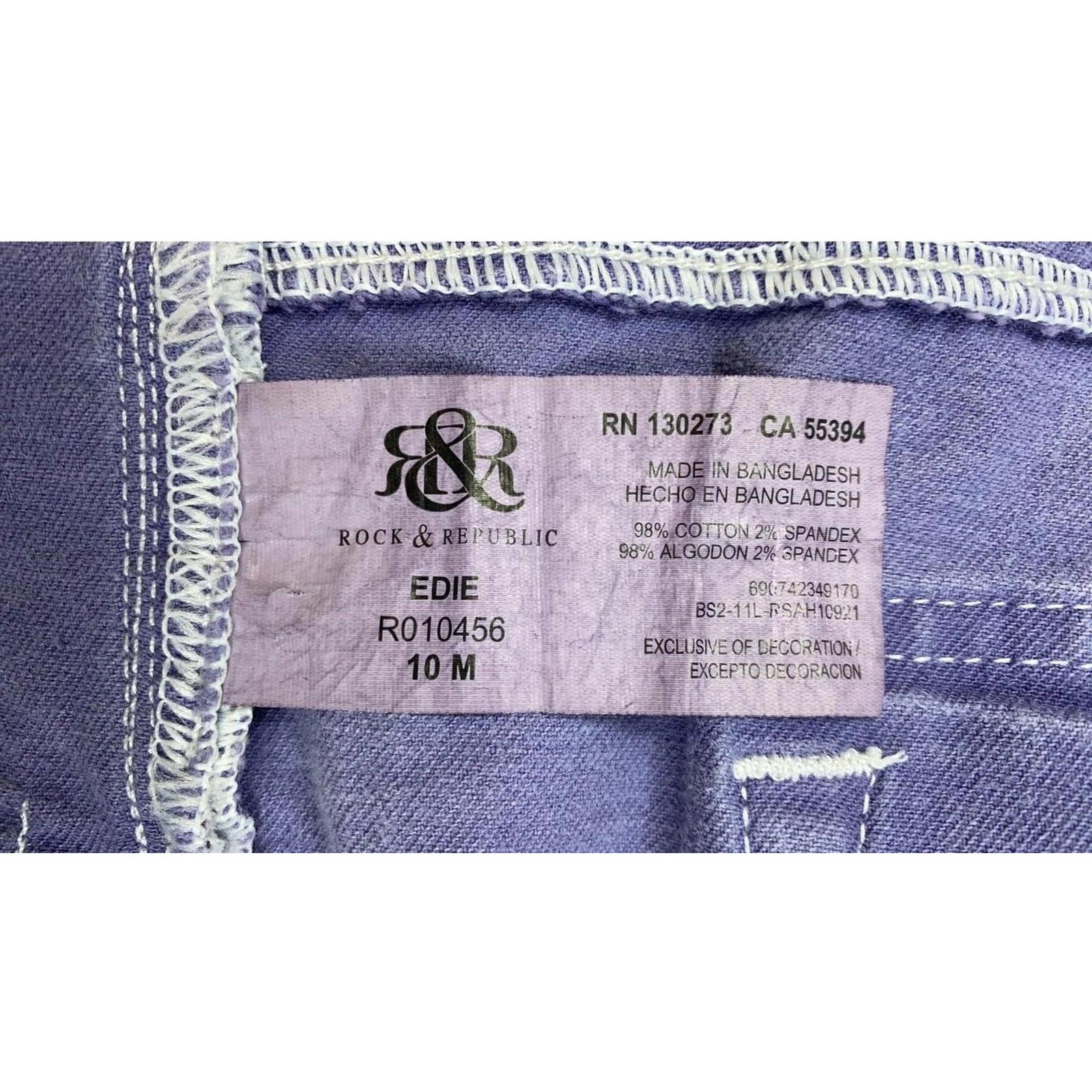 Rock & Republic Women's Edie Micro Flare Denim Lavender Y2K Vintage UK10
