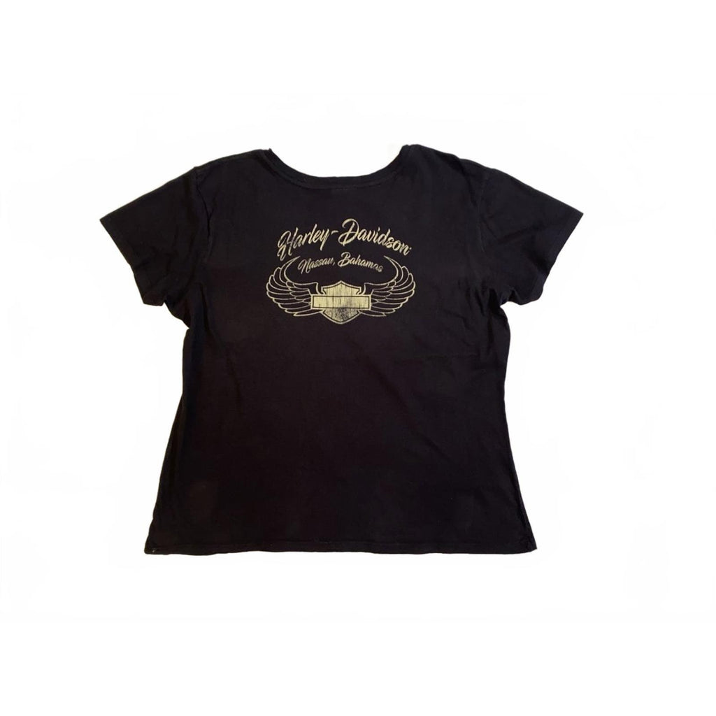 Harley Davidson Women's Tattoo Skull Short Sleeve T Shirt Black XXL