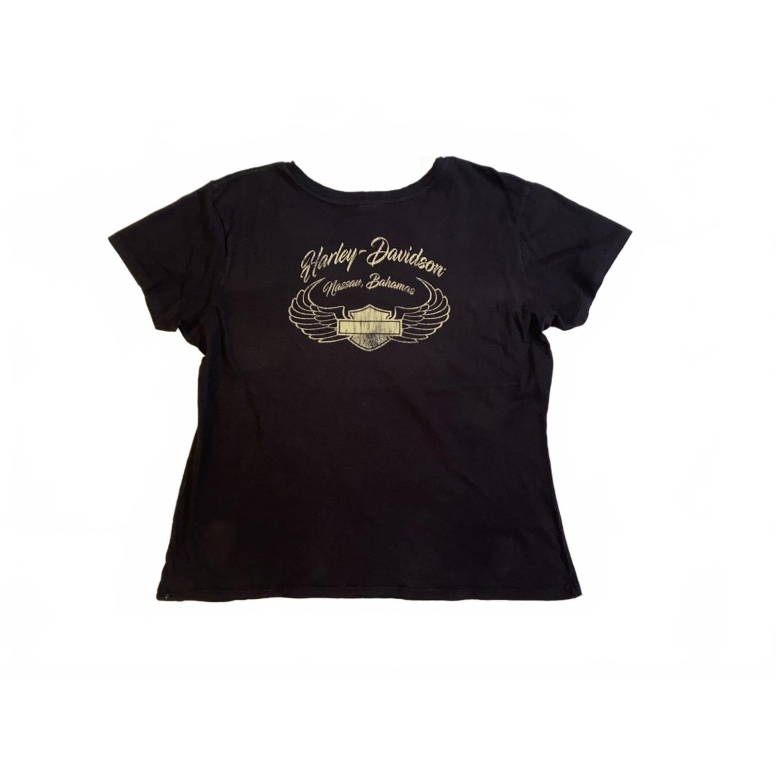 Harley Davidson Women's Tattoo Skull Short Sleeve T Shirt Black XXL