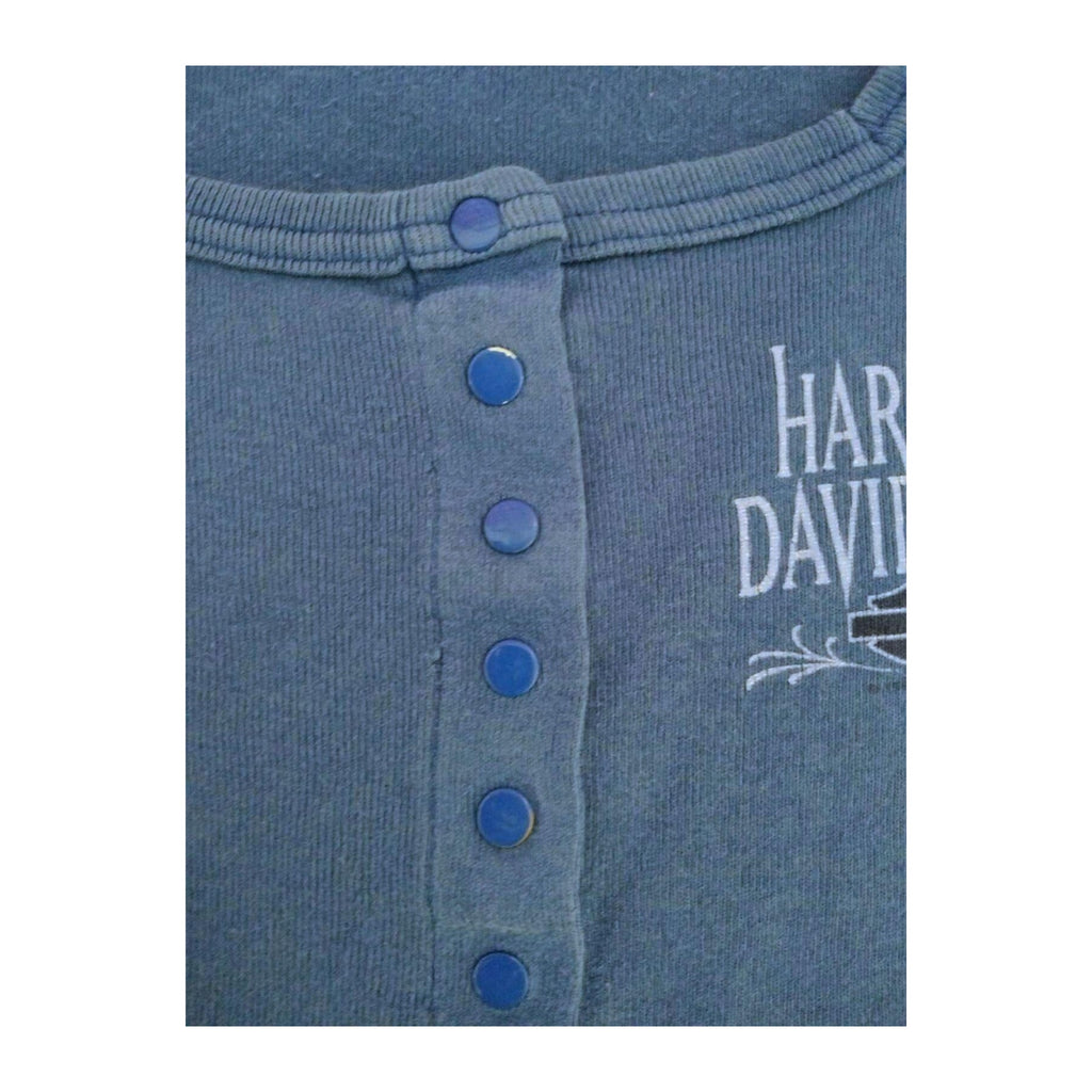 Harley Davidson Women's Sleeveless Henley T Shirt Blue XL