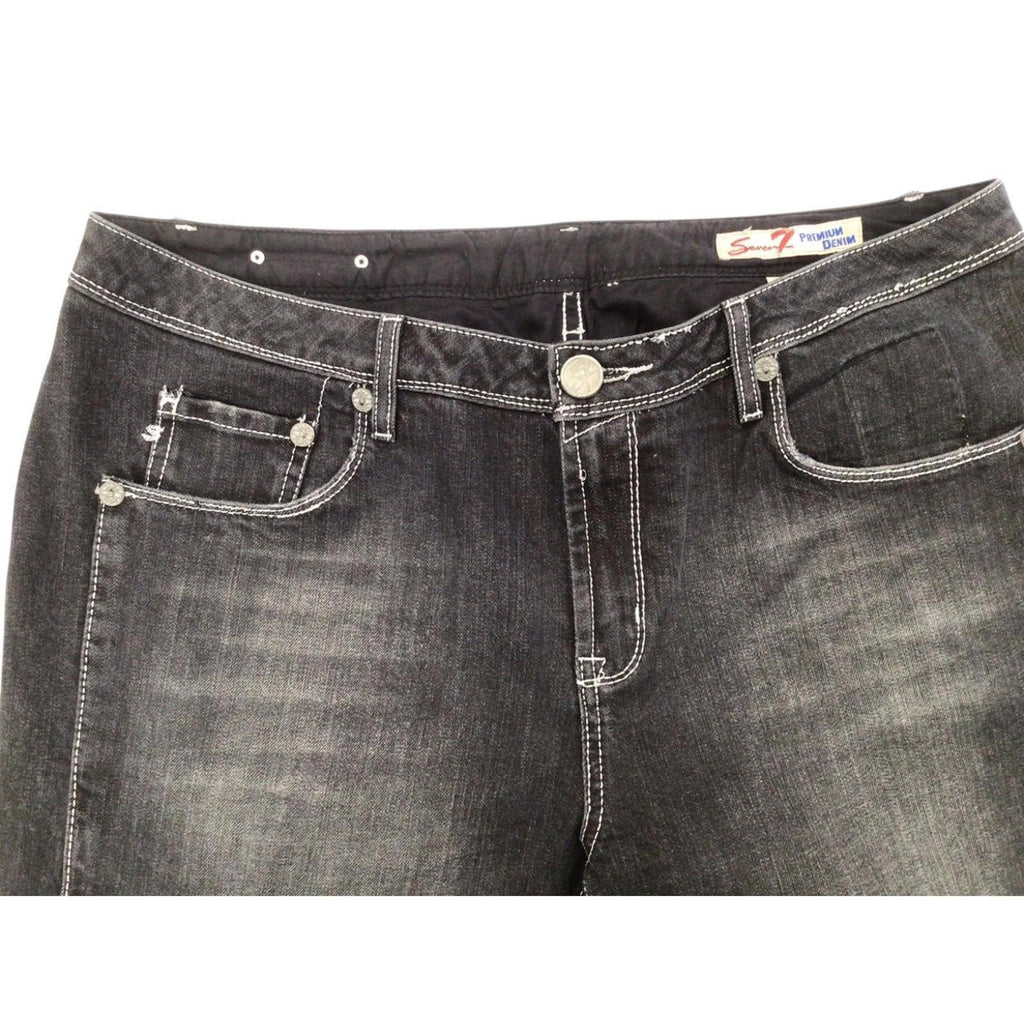 SEVEN7 Women's Y2K Contrast Stitch Bootcut Denim Jeans Black US16