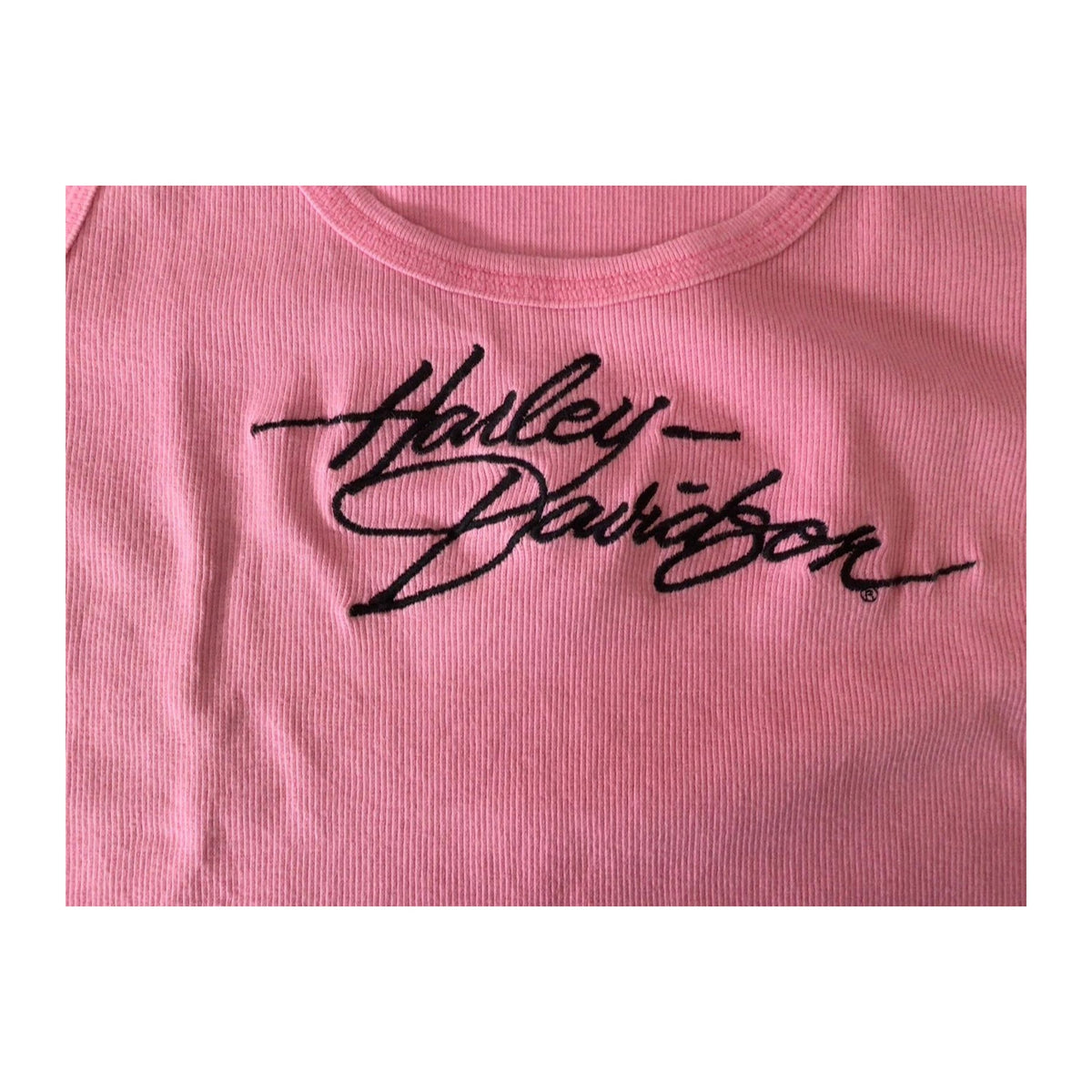 Harley Davidson Women's Embroidered Ribbed Tank Top Pink 2XL made USA