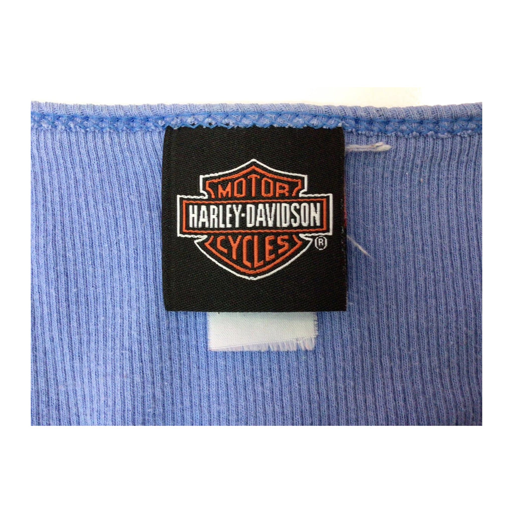 Harley Davidson Women's Ribbed Sleeveless Tank Top Blue S Made USA