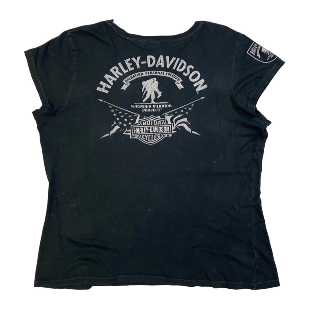 Harley Davidson Women's Wounded Warrior Short Sleeve T Shirt Black 2XL
