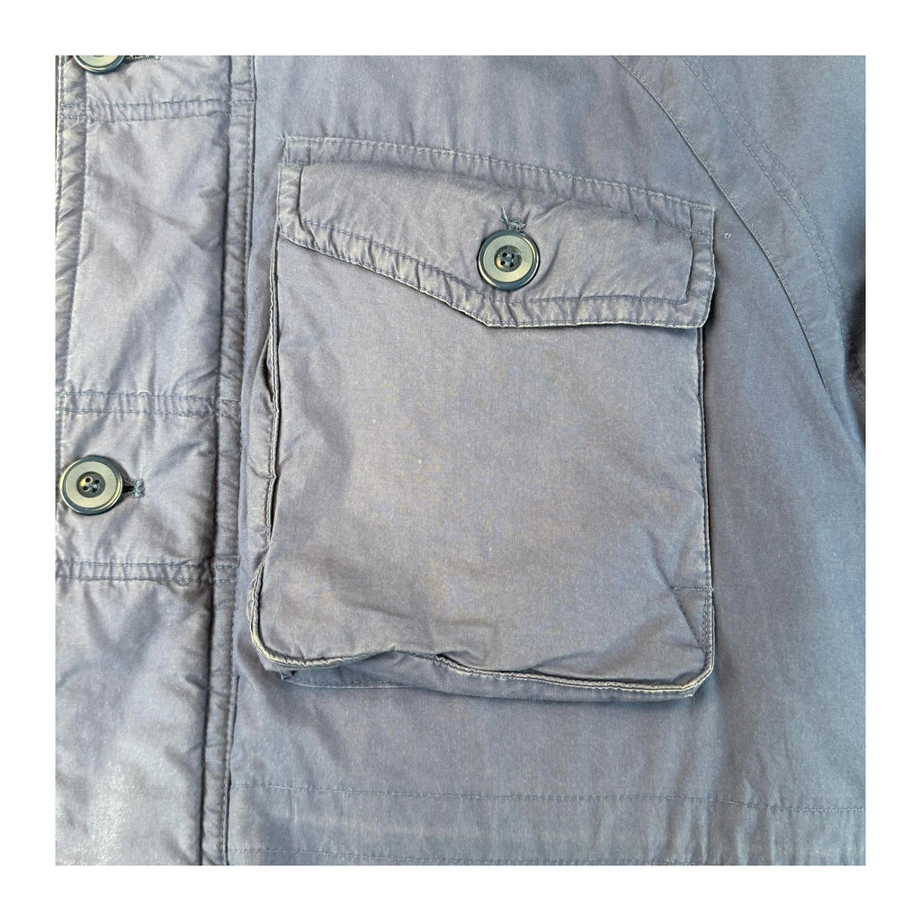 Goose Down Jacket Quilted Heavy Winter Vintage 1980's Coat Blue L