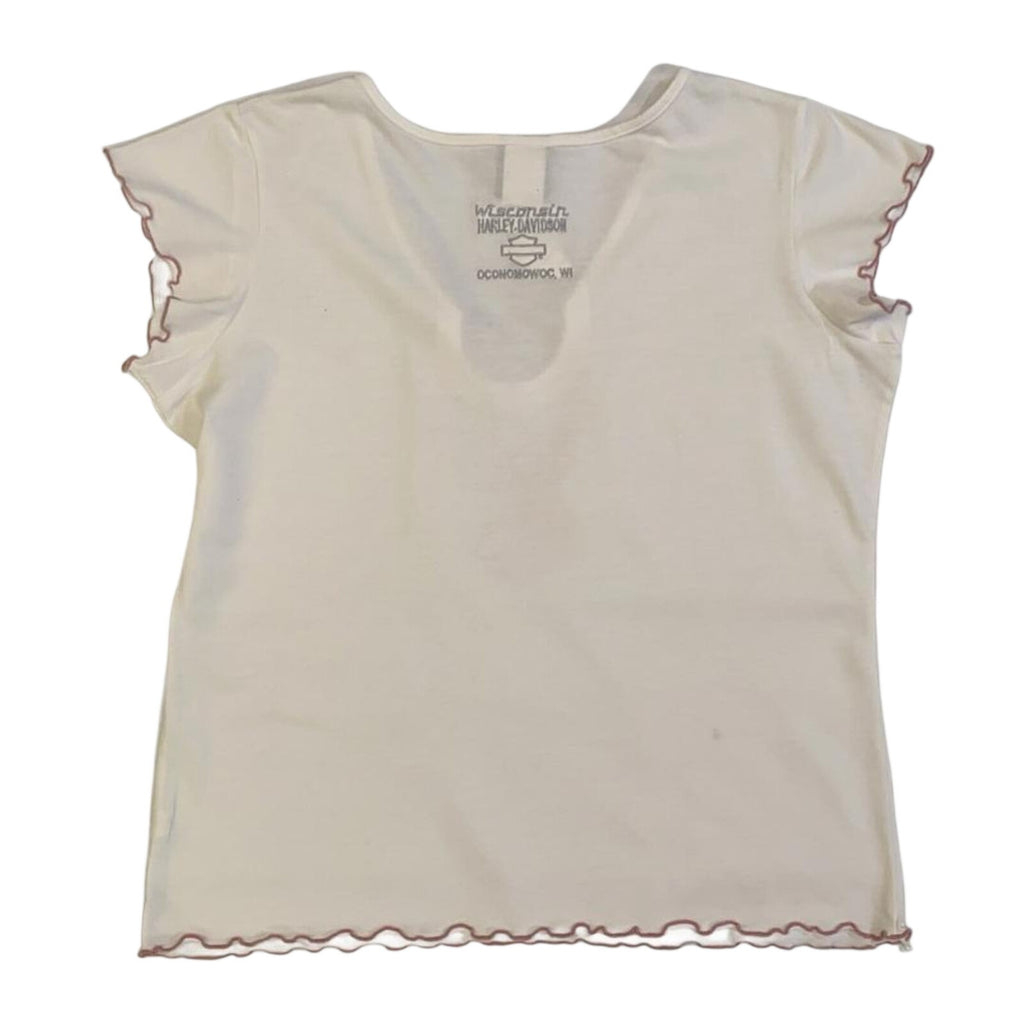 Harley Davidson Eagle Graphic Baby Doll T Shirt White XL
