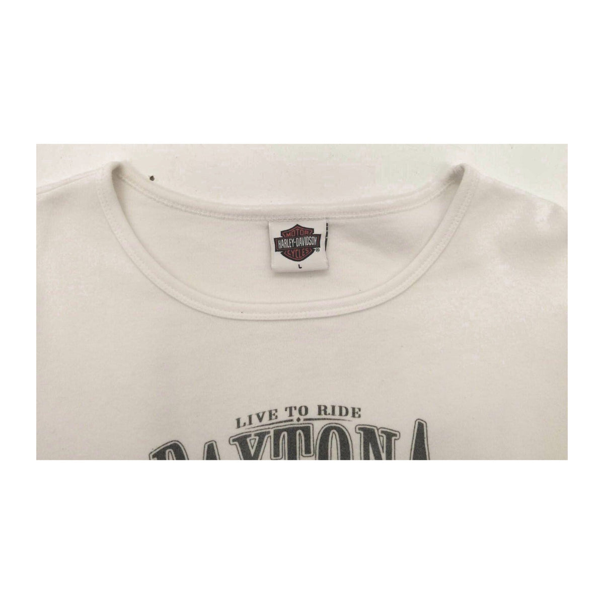 Harley Davidson Daytona 2006 Scoop Neck T Shirt White L Made USA
